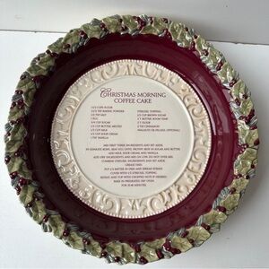 Christmas Morning Coffee Cake Recipe Dish Round Stoneware Holiday Serving Baker
